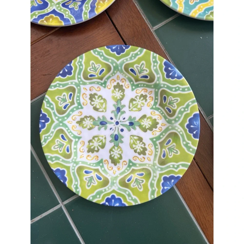 Set 14 Assorted LAURIE GATES MOROCCAN BOHO MELAMINE 8 Salad Plates & 6 Bowls